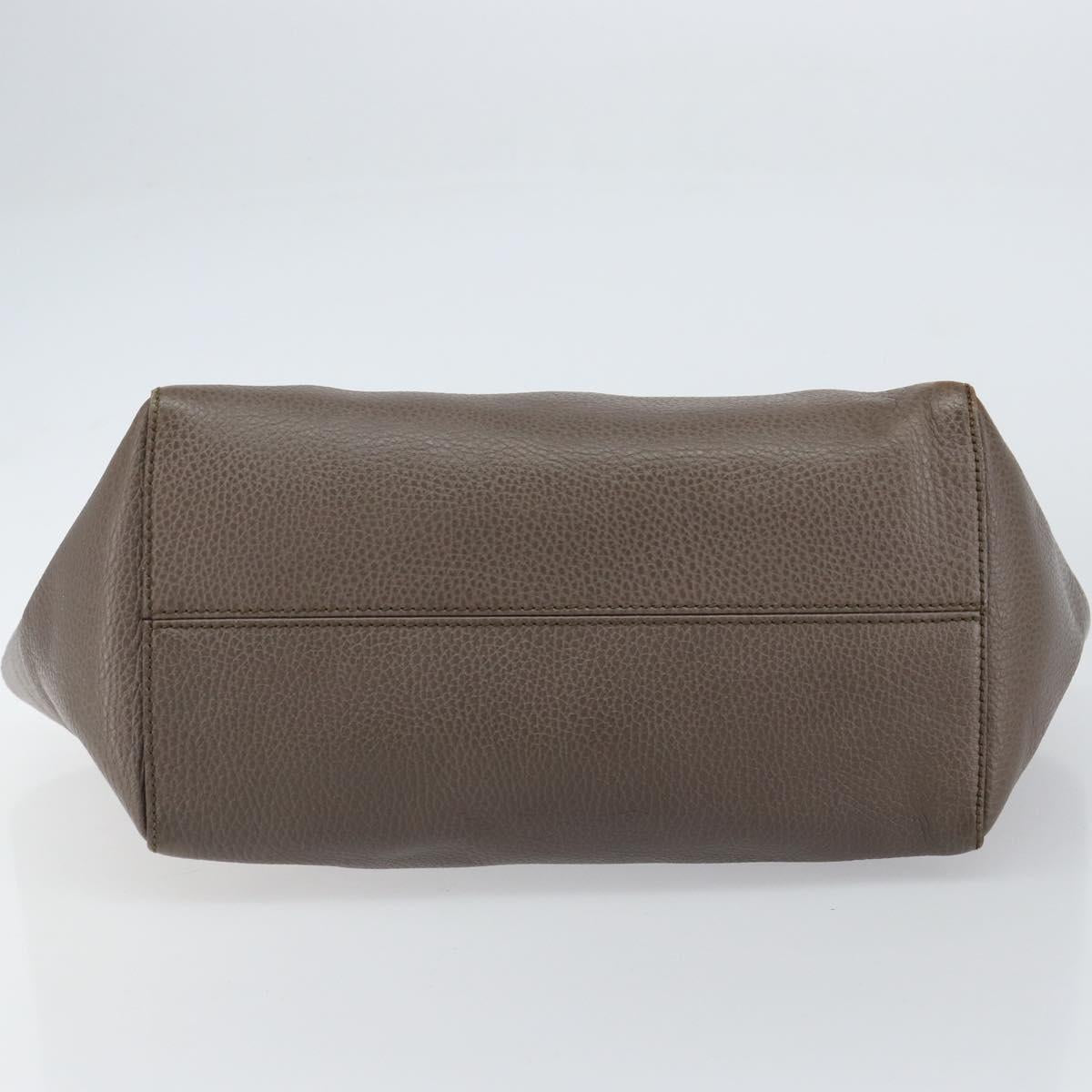 GUCCI Tote Bag Leather Gray Gold 354408 Auth BA8183