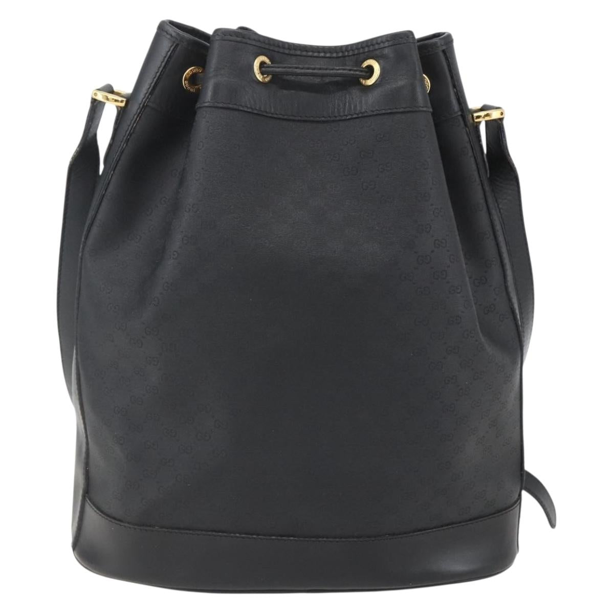 GUCCI Micro GG Supreme Bag PVC Leather Black Gold 001 164 0933 Auth BA8185