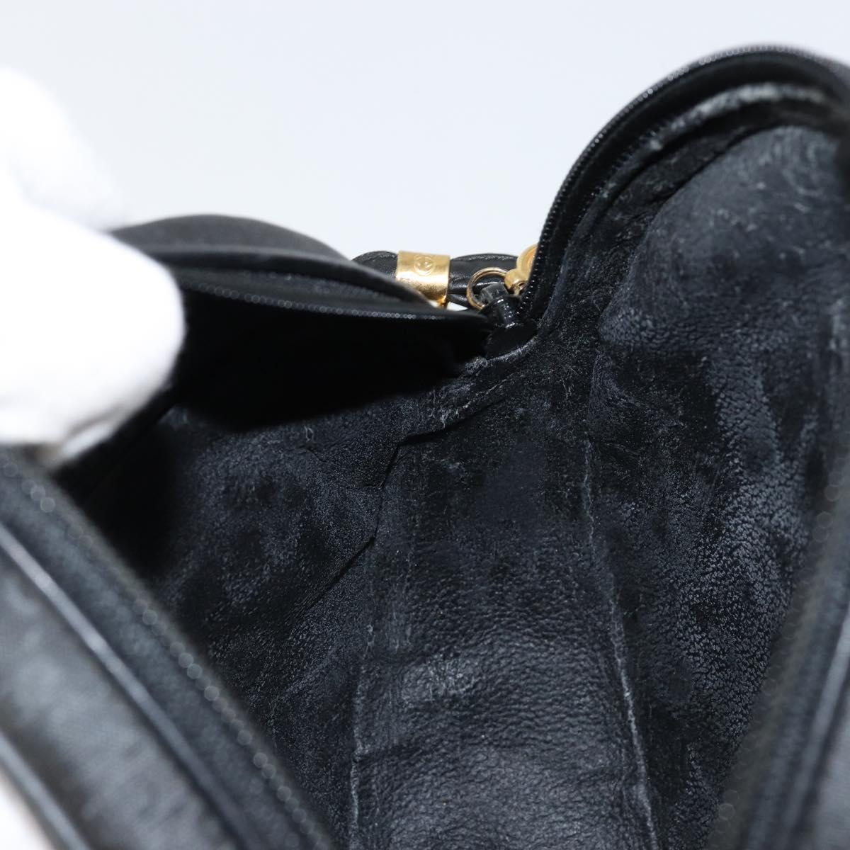 GUCCI Micro GG Canvas Shoulder Bag PVC Black Gold 007 104 0088 Auth BA8187