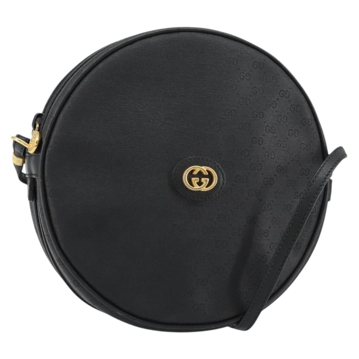 GUCCI Micro GG Canvas Shoulder Bag PVC Black Gold 007 104 0088 Auth BA8187