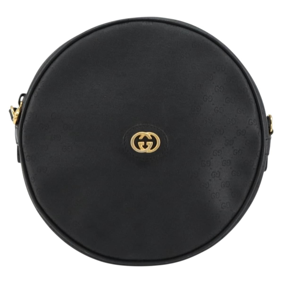 GUCCI Micro GG Canvas Shoulder Bag PVC Black Gold 007 104 0088 Auth BA8187