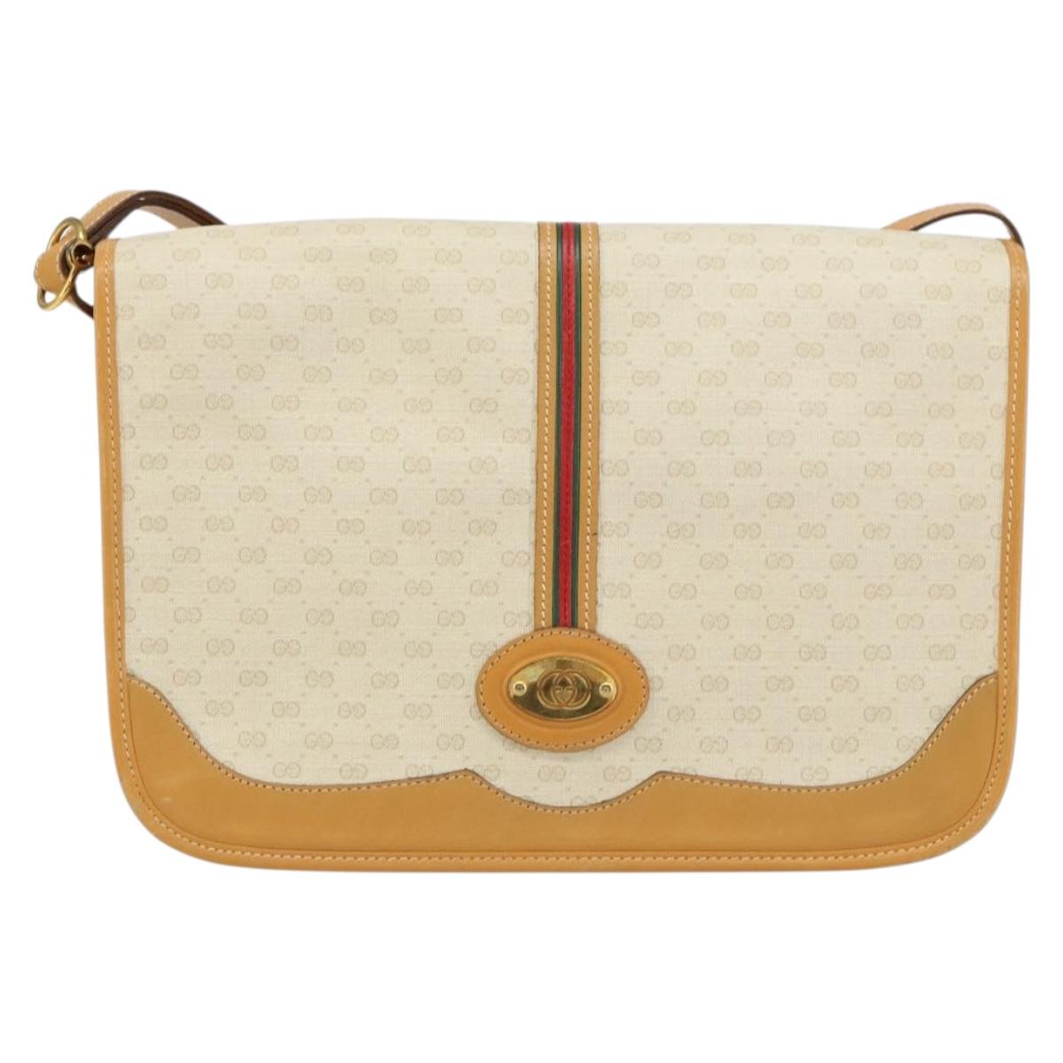 GUCCI Micro GG Supreme Web Sherry Line Bag PVC Beige 001 104 0551 Auth BA8188