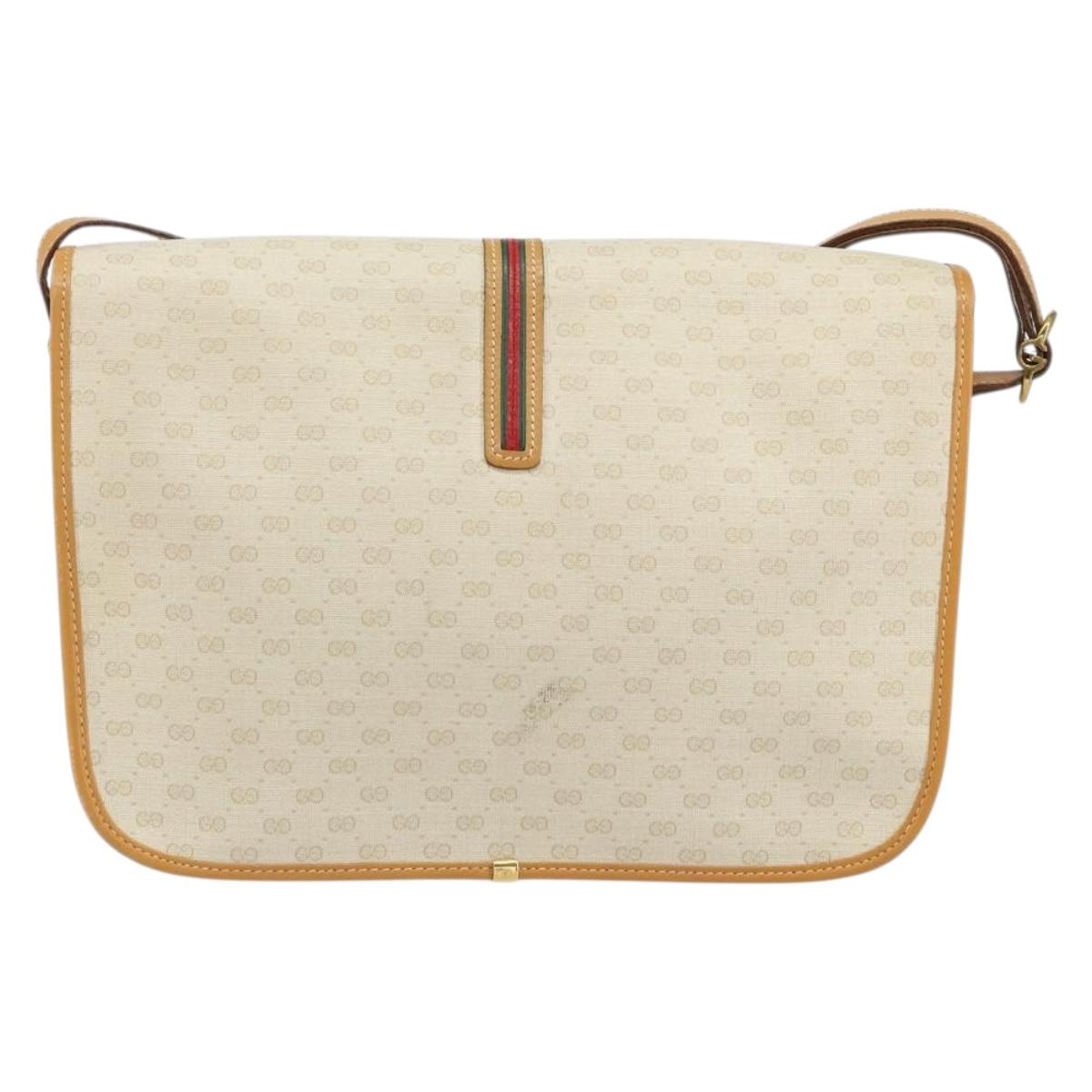 GUCCI Micro GG Supreme Web Sherry Line Bag PVC Beige 001 104 0551 Auth BA8188