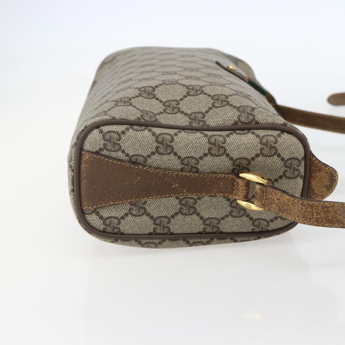 GUCCI GG Supreme Web Sherry Line Bag PVC Beige Gold 89 02 017 Auth BA8189