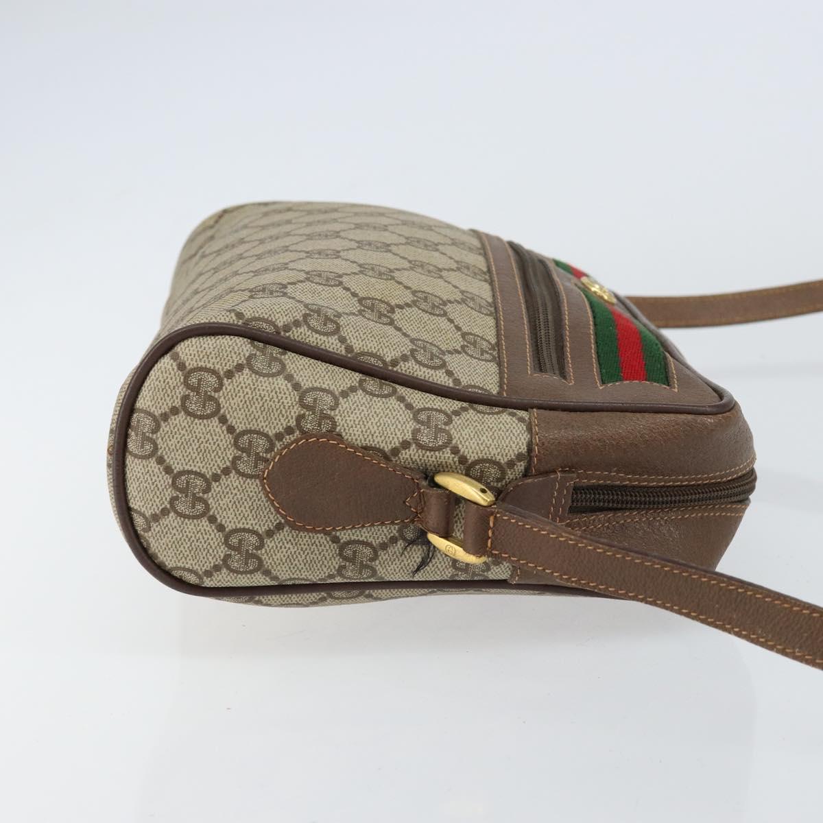 GUCCI GG Supreme Web Sherry Line Bag PVC Beige Gold 56 02 088 Auth BA8190