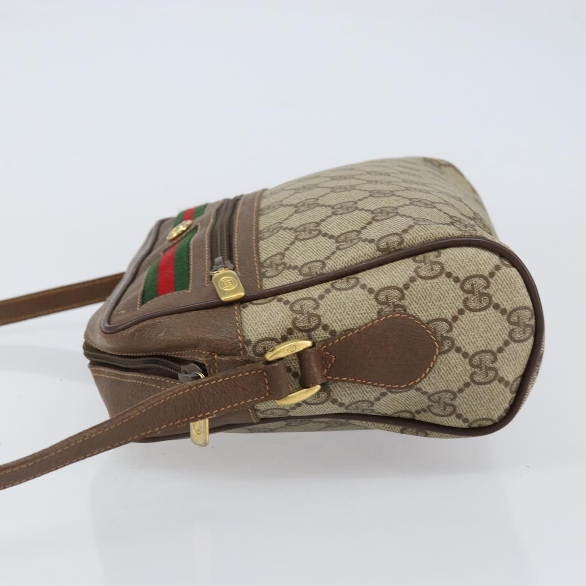 GUCCI GG Supreme Web Sherry Line Bag PVC Beige Gold 56 02 088 Auth BA8190