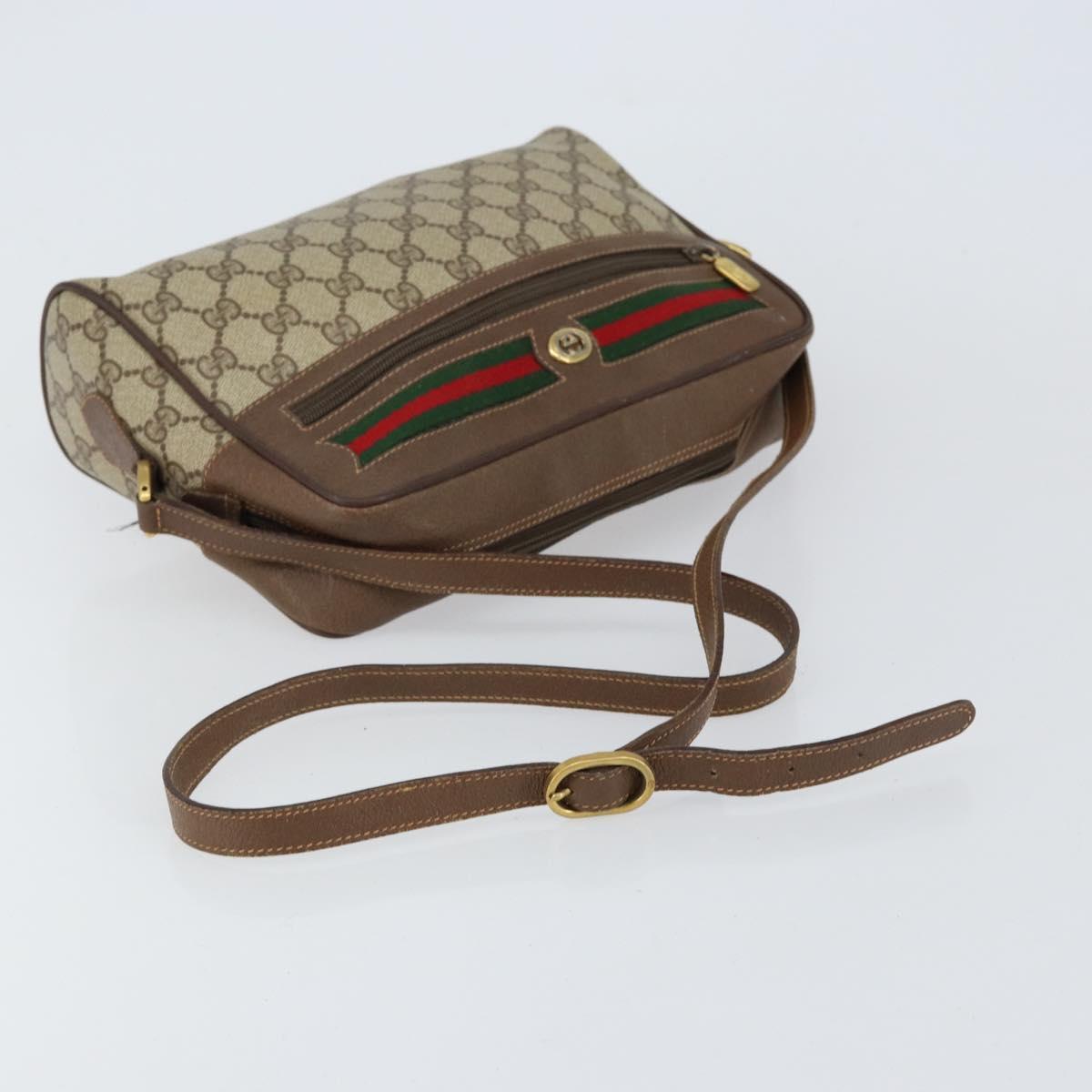 GUCCI GG Supreme Web Sherry Line Bag PVC Beige Gold 56 02 088 Auth BA8190