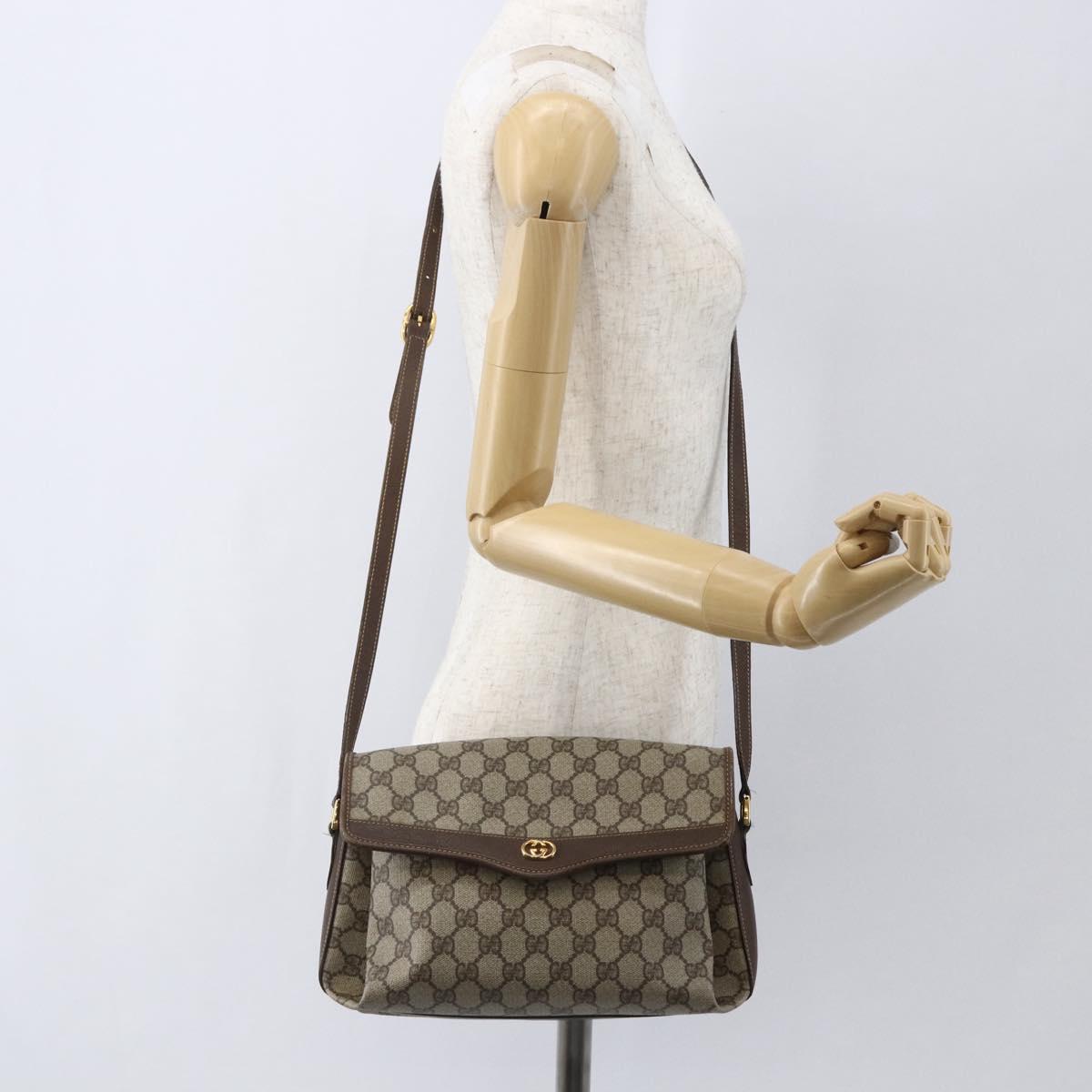 GUCCI GG Supreme Shoulder Bag PVC Beige Gold 001 113 6165 Auth BA8191