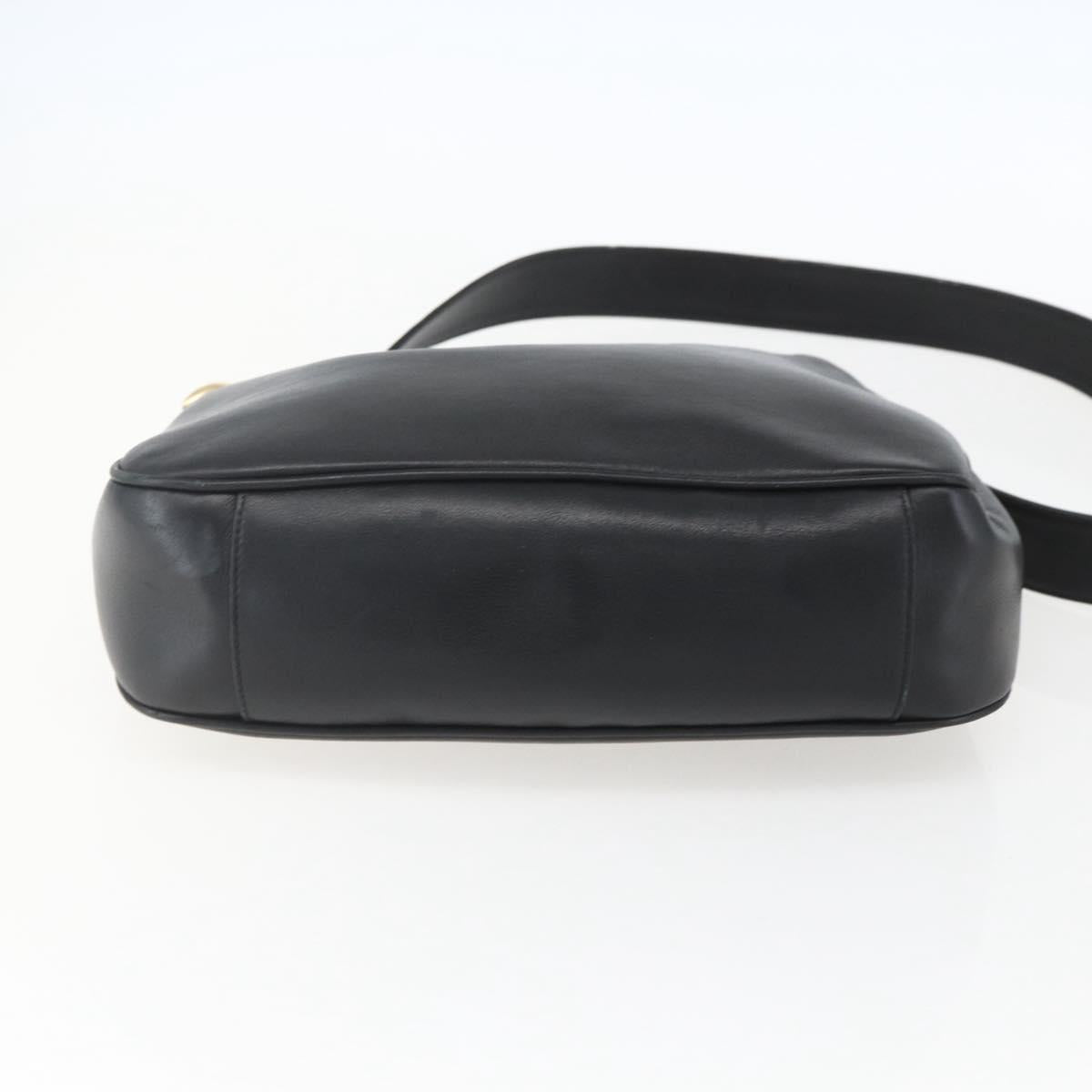 GUCCI Bamboo Hand Bag Leather 2way Black Gold 001 1998 1638 Auth BA8194