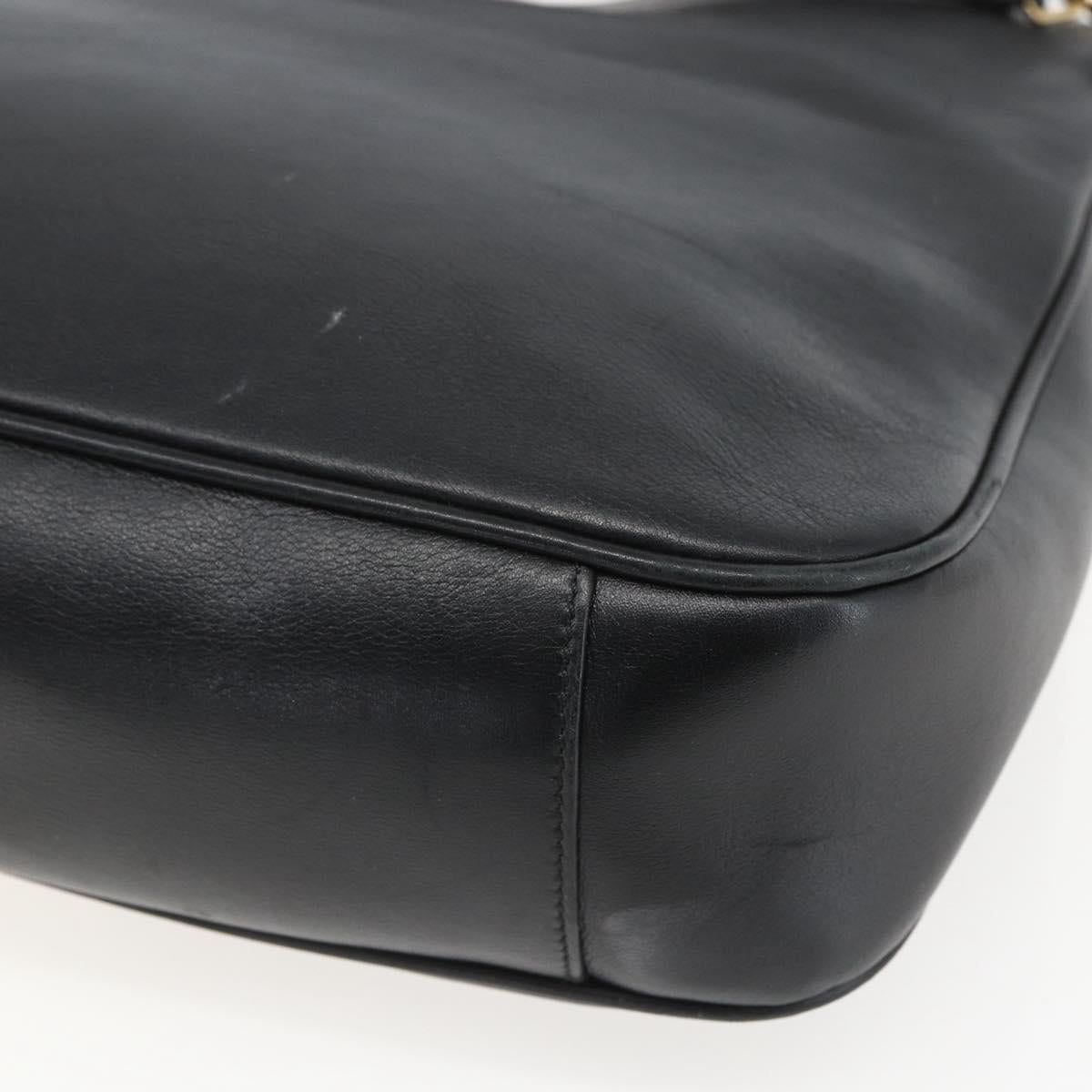 GUCCI Bamboo Hand Bag Leather 2way Black Gold 001 1998 1638 Auth BA8194