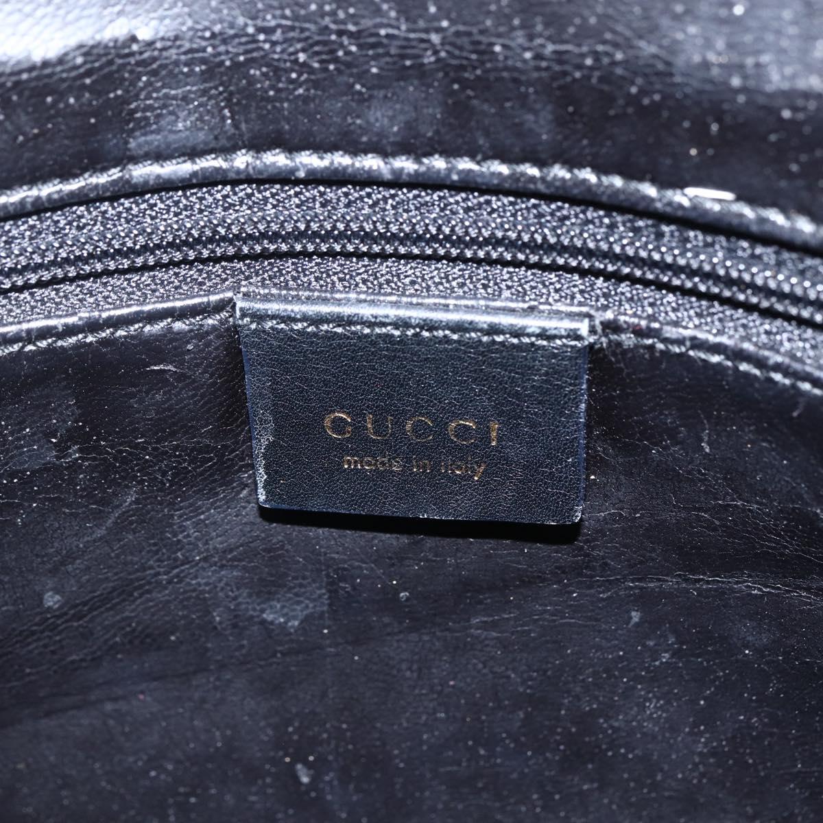 GUCCI Bamboo Hand Bag Leather 2way Black Gold 001 1998 1638 Auth BA8194