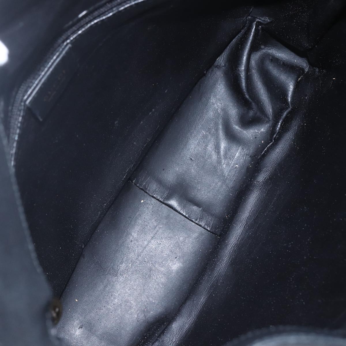 GUCCI Bamboo Hand Bag Leather 2way Black Gold 001 1998 1638 Auth BA8194