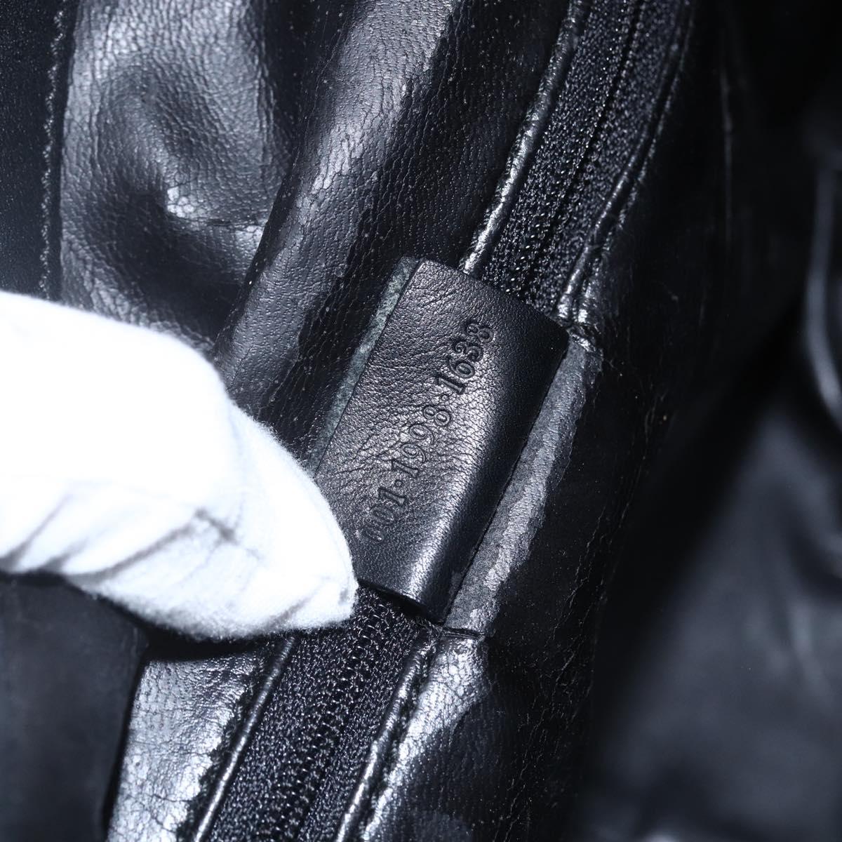 GUCCI Bamboo Hand Bag Leather 2way Black Gold 001 1998 1638 Auth BA8194