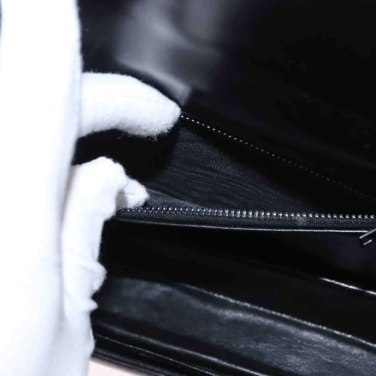 GUCCI Shoulder Bag Leather Black Gold Auth BA8195