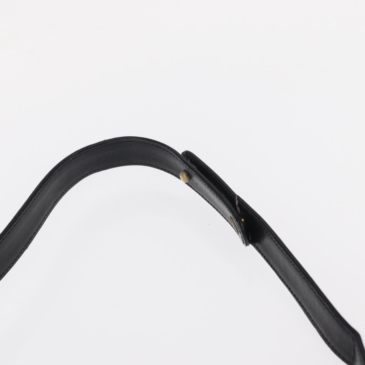 GUCCI Shoulder Bag Leather Black Gold Auth BA8195