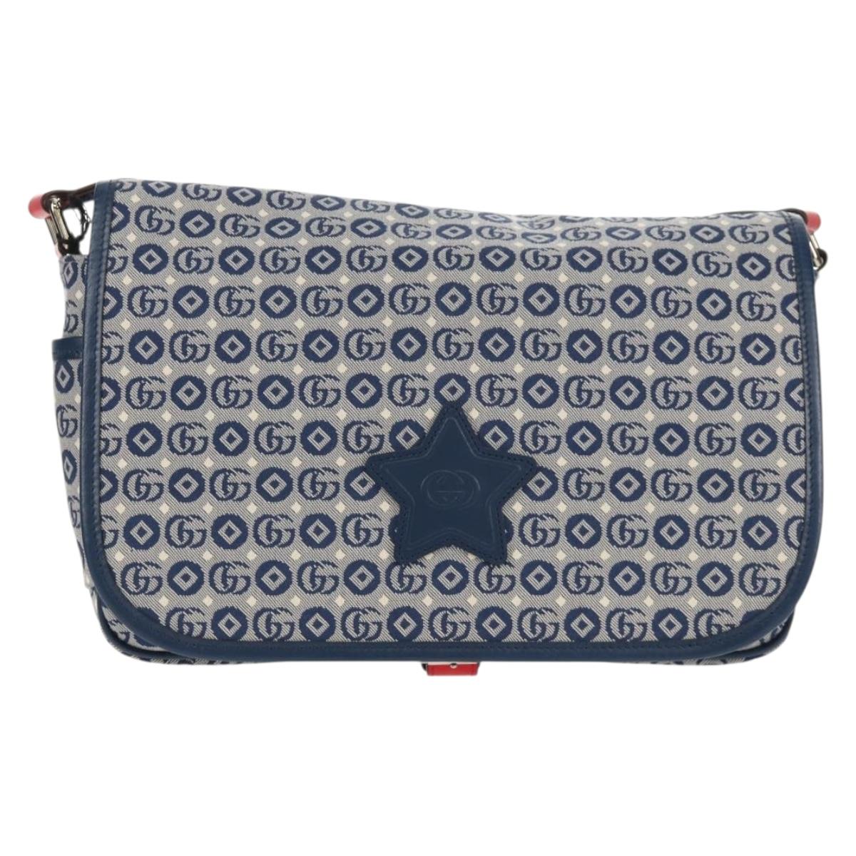 GUCCI Shoulder Bag PVC Blue Silver 664143 Auth BA8196M