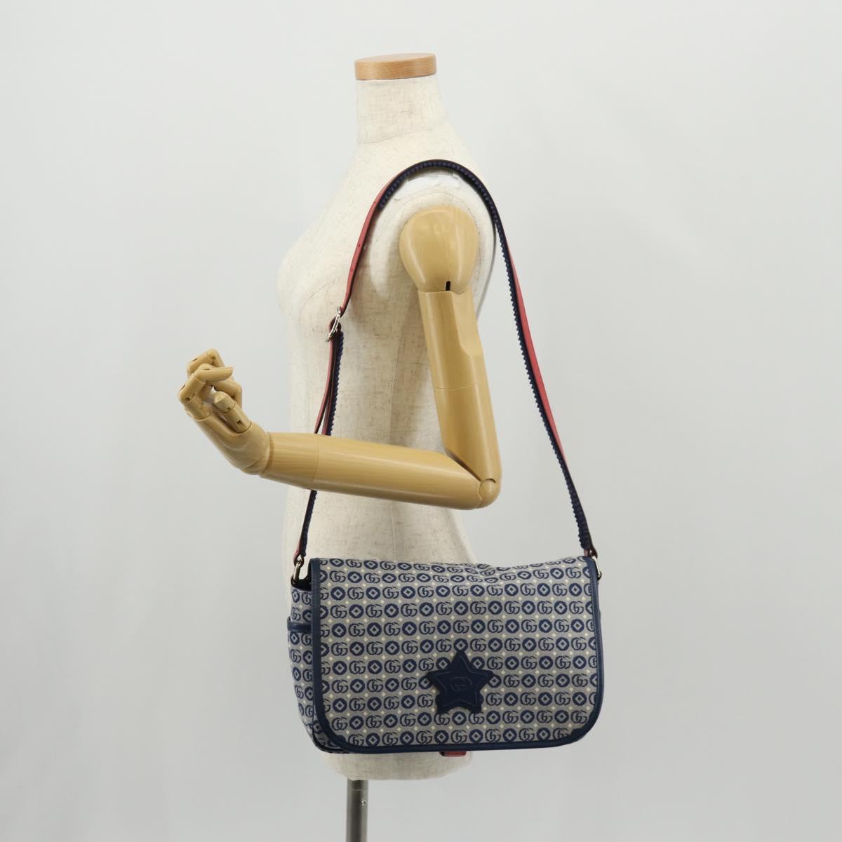 GUCCI Shoulder Bag PVC Blue Silver 664143 Auth BA8196M