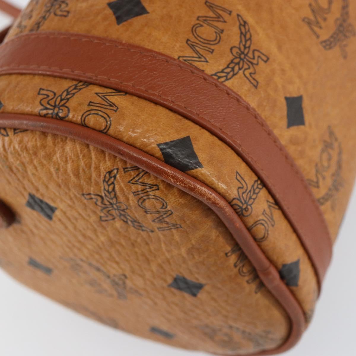 MCM Logogram Vicetos Shoulder Bag PVC Leather Brown Gold Auth BA8198