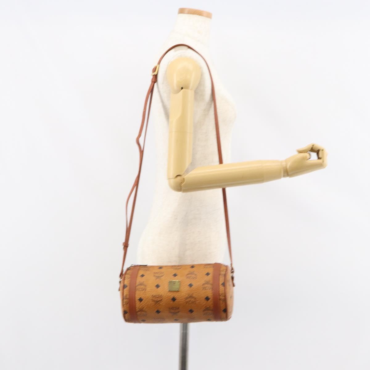 MCM Logogram Vicetos Shoulder Bag PVC Leather Brown Gold Auth BA8198