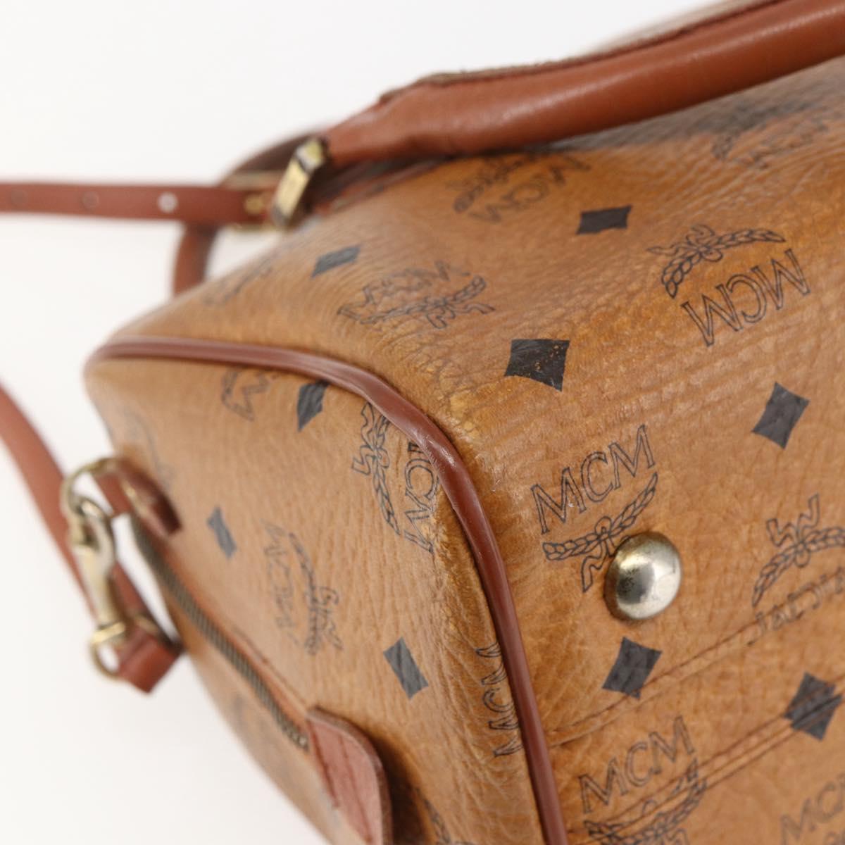 MCM Logogram Vicetos Hand Bag PVC Leather 2way Brown Gold Auth BA8199