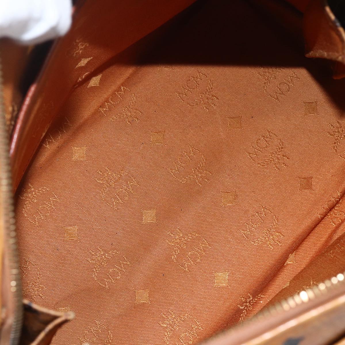 MCM Logogram Vicetos Hand Bag PVC Leather 2way Brown Gold Auth BA8199