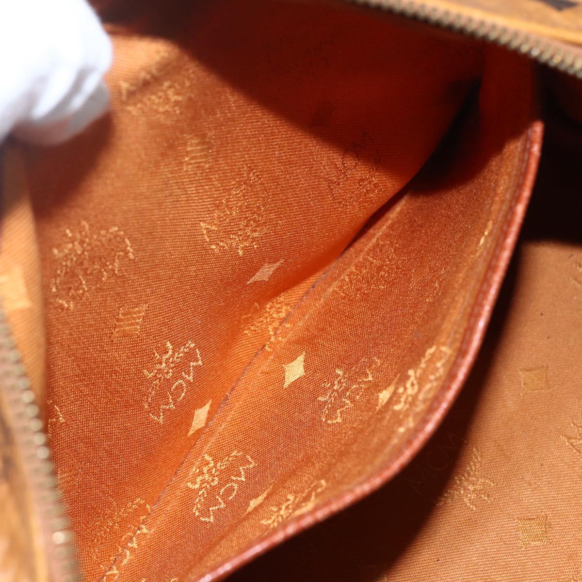 MCM Logogram Vicetos Hand Bag PVC Leather 2way Brown Gold Auth BA8199