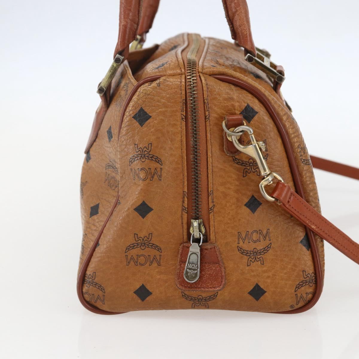 MCM Logogram Vicetos Hand Bag PVC Leather 2way Brown Gold Auth BA8199