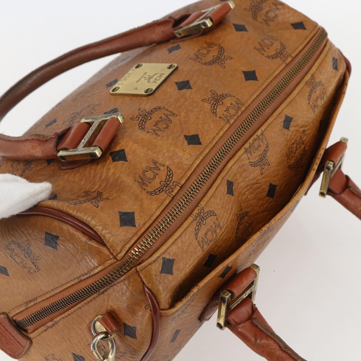 MCM Logogram Vicetos Hand Bag PVC Leather 2way Brown Gold Auth BA8199