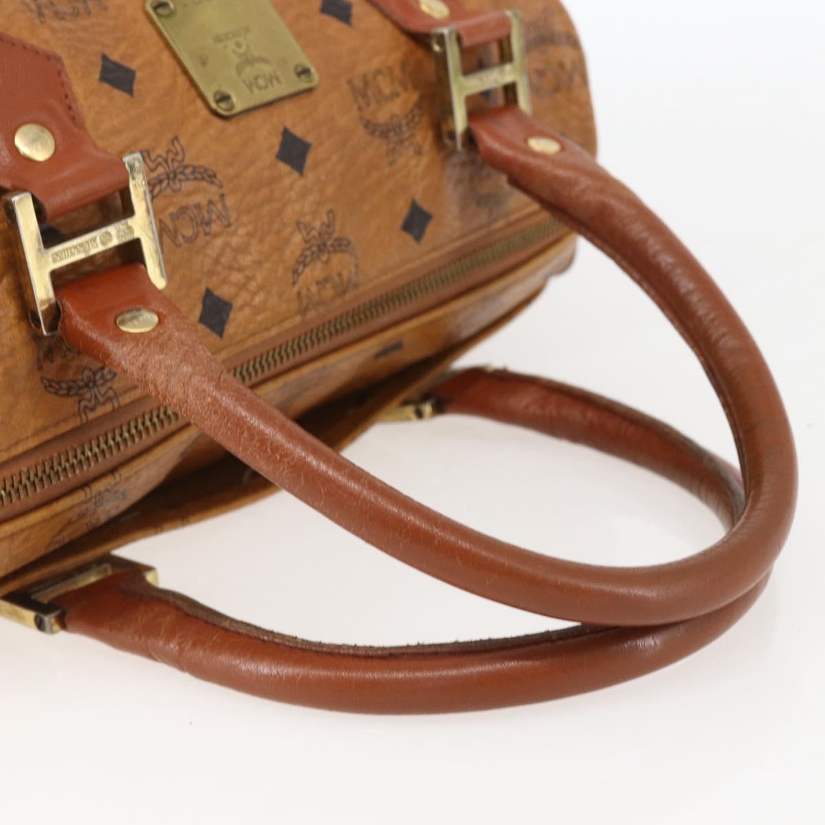 MCM Logogram Vicetos Hand Bag PVC Leather 2way Brown Gold Auth BA8199