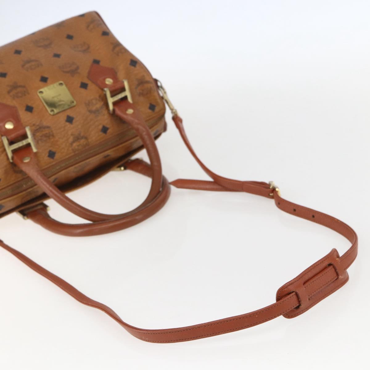 MCM Logogram Vicetos Hand Bag PVC Leather 2way Brown Gold Auth BA8199