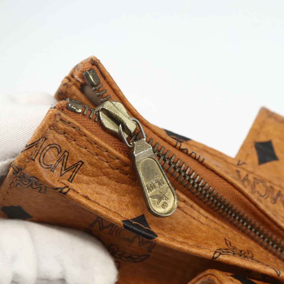 MCM Logogram Vicetos Tote Bag PVC Leather Brown Gold Auth BA8200