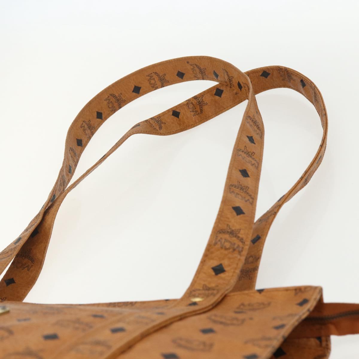 MCM Logogram Vicetos Tote Bag PVC Leather Brown Gold Auth BA8200