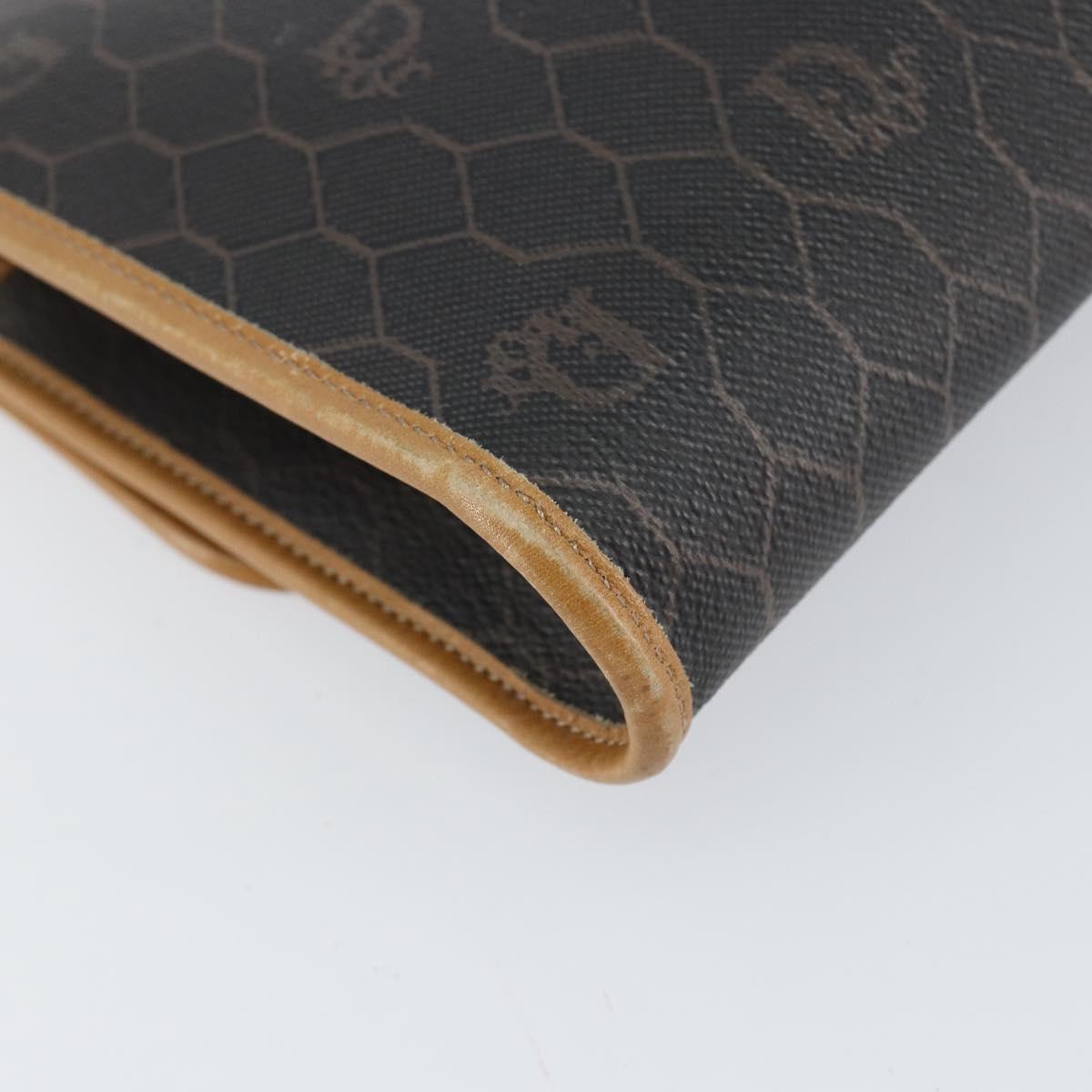 Christian Dior Honeycomb Canvas Chain Shoulder Bag PVC Black Gold Auth BA8201