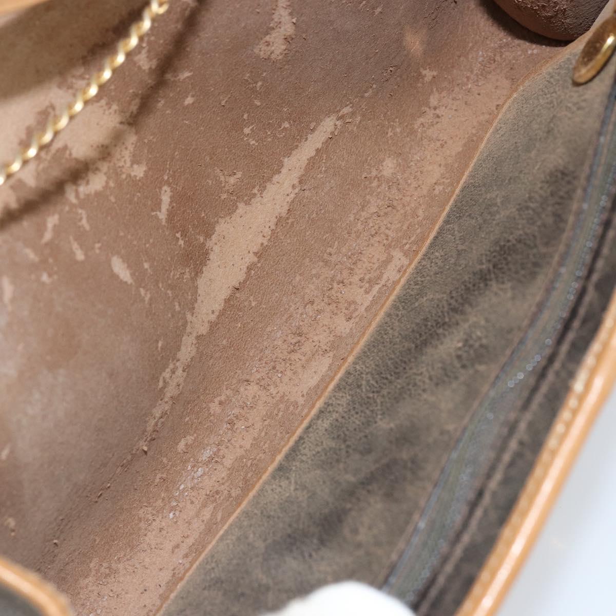 Christian Dior Honeycomb Canvas Chain Shoulder Bag PVC Black Gold Auth BA8201