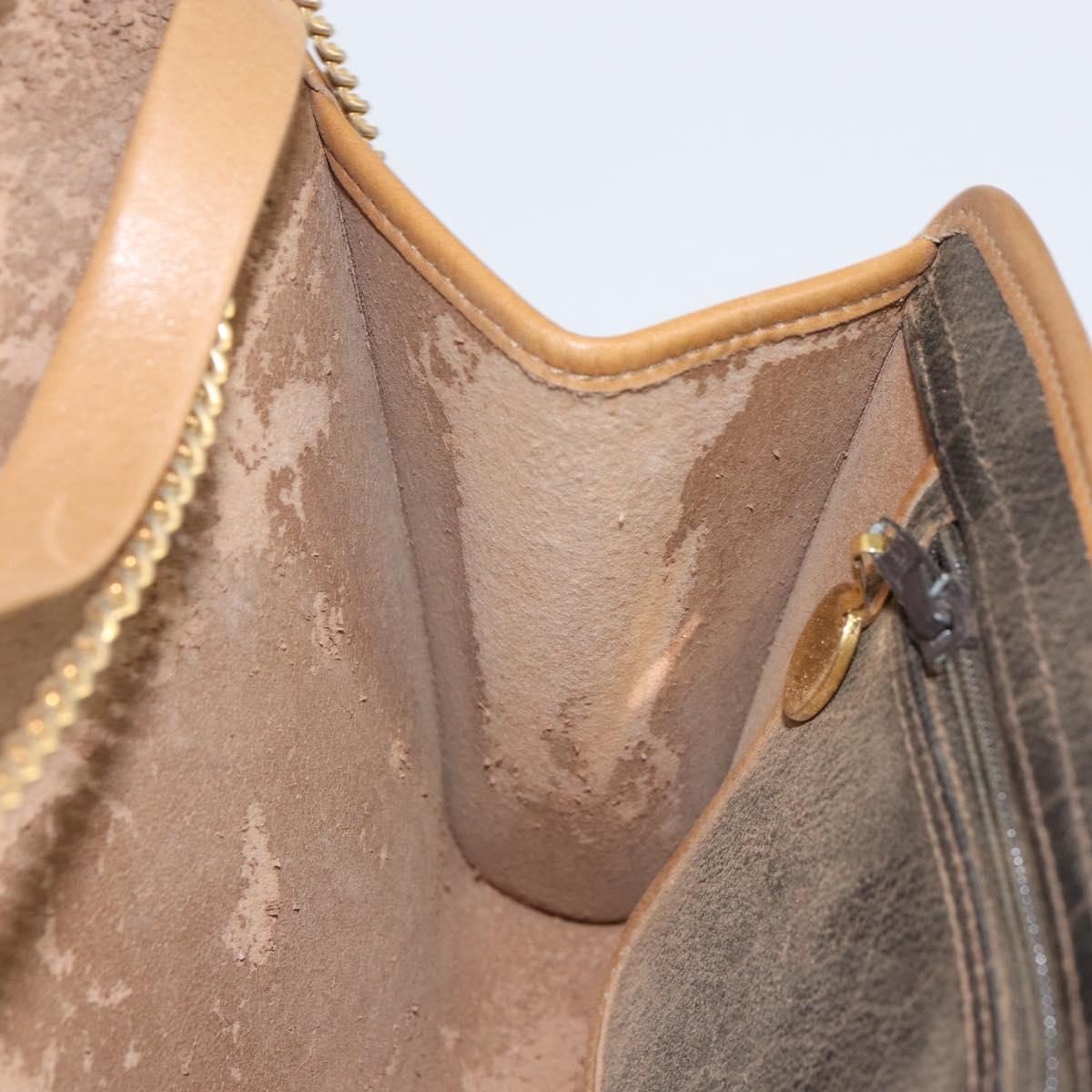 Christian Dior Honeycomb Canvas Chain Shoulder Bag PVC Black Gold Auth BA8201