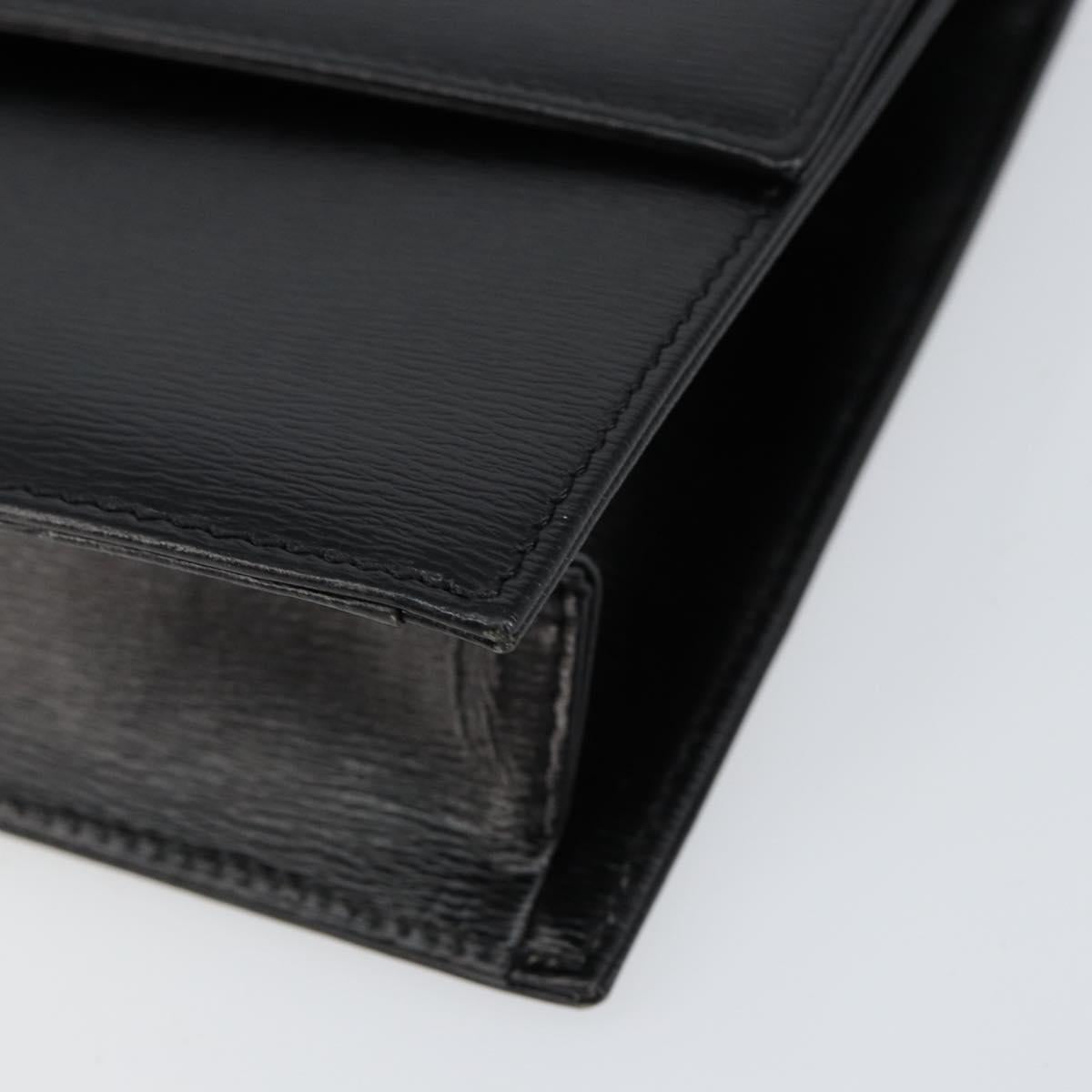 Christian Dior Chain Shoulder Bag Leather Black Gold Auth BA8202