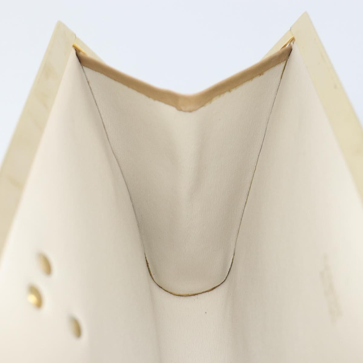 Christian Dior Clutch Bag Leather Beige Gold Auth BA8203