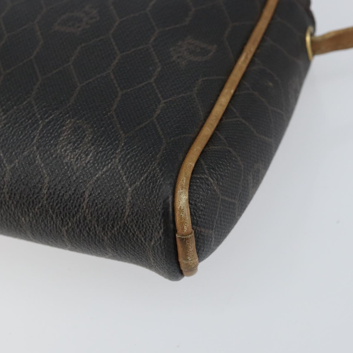 Christian Dior Honeycomb Canvas Shoulder Bag PVC Black Gold Auth BA8204