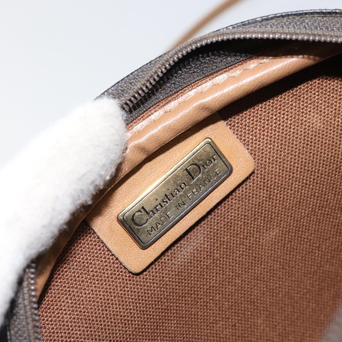 Christian Dior Honeycomb Canvas Shoulder Bag PVC Black Gold Auth BA8204