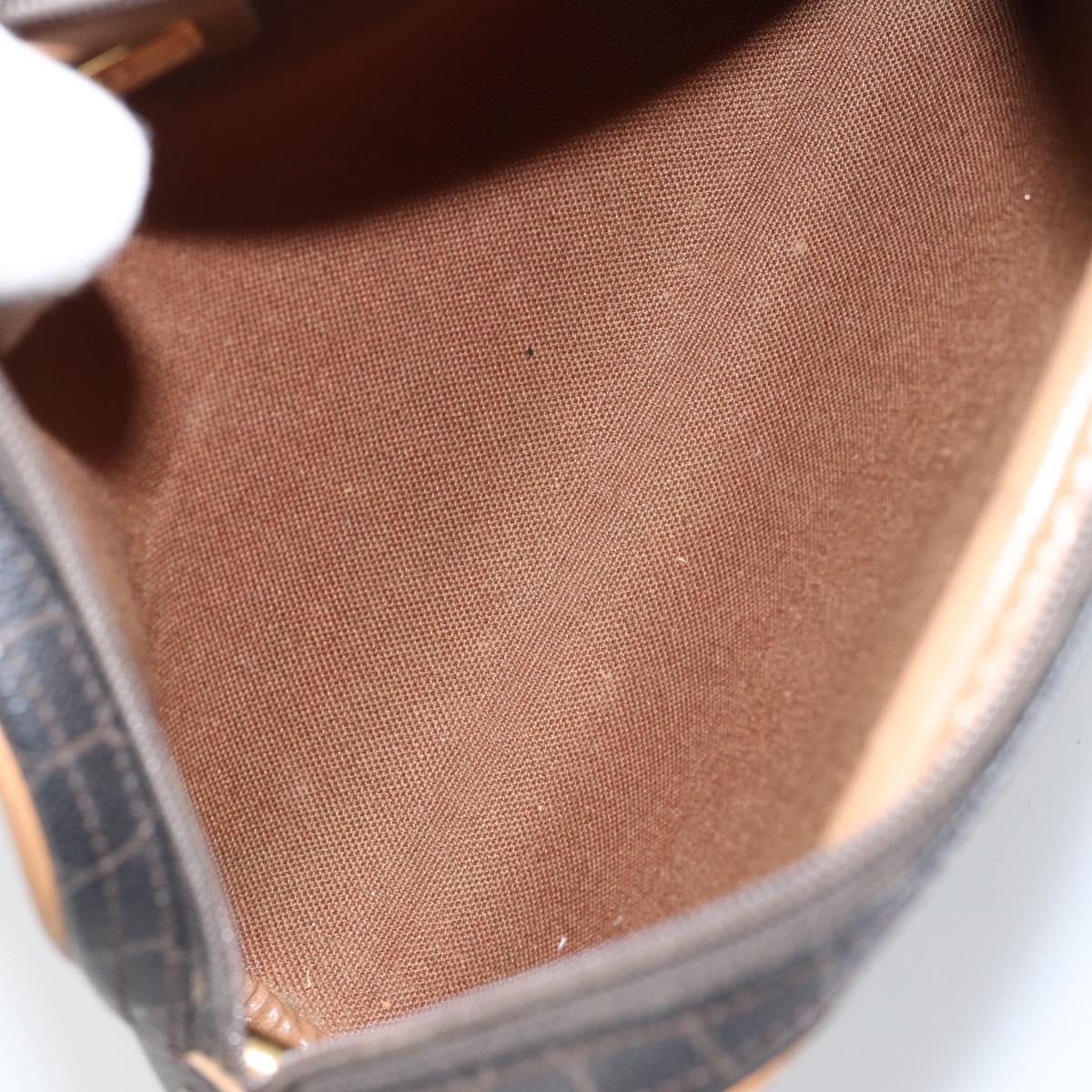 Christian Dior Honeycomb Canvas Shoulder Bag PVC Black Gold Auth BA8204