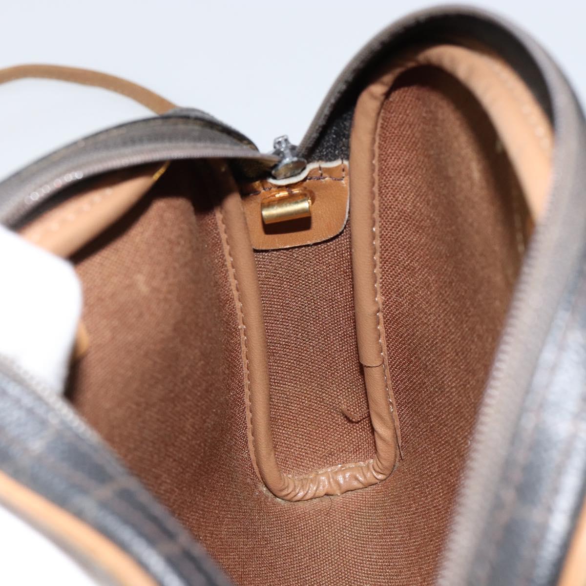 Christian Dior Honeycomb Canvas Shoulder Bag PVC Black Gold Auth BA8204