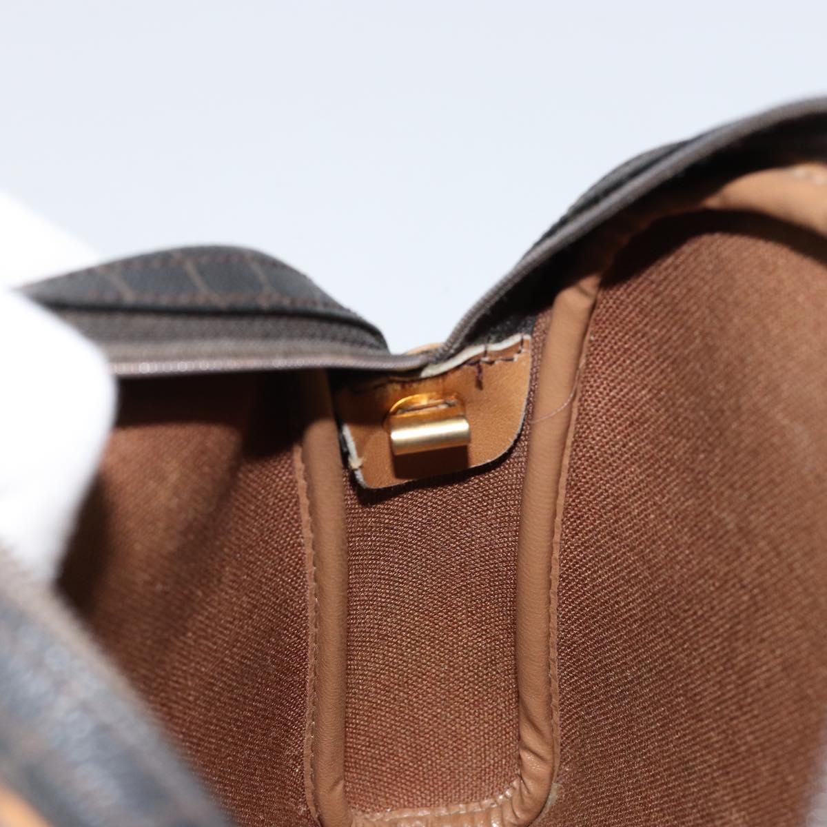 Christian Dior Honeycomb Canvas Shoulder Bag PVC Black Gold Auth BA8204