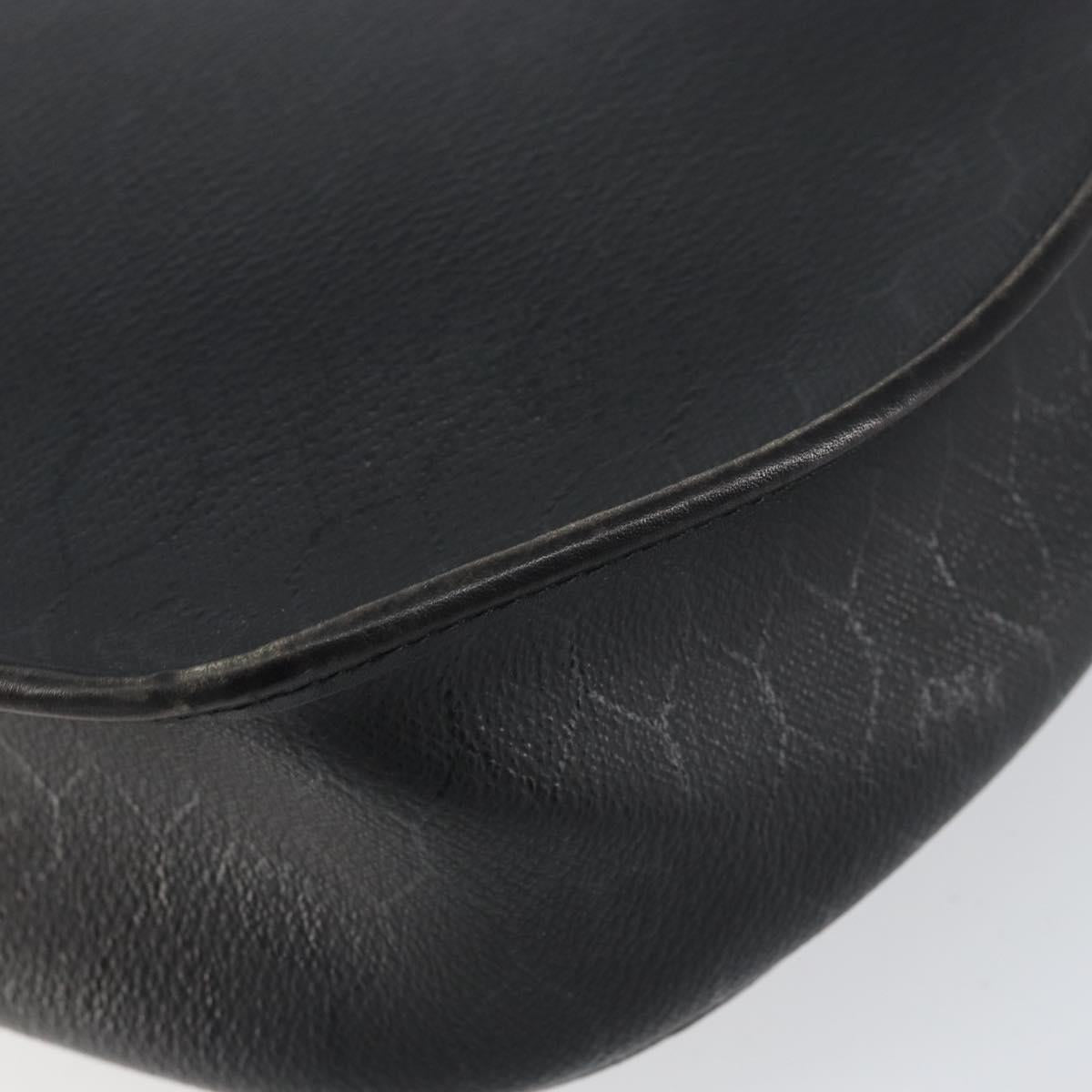 Christian Dior Honeycomb Canvas Shoulder Bag PVC Black Gold Auth BA8205