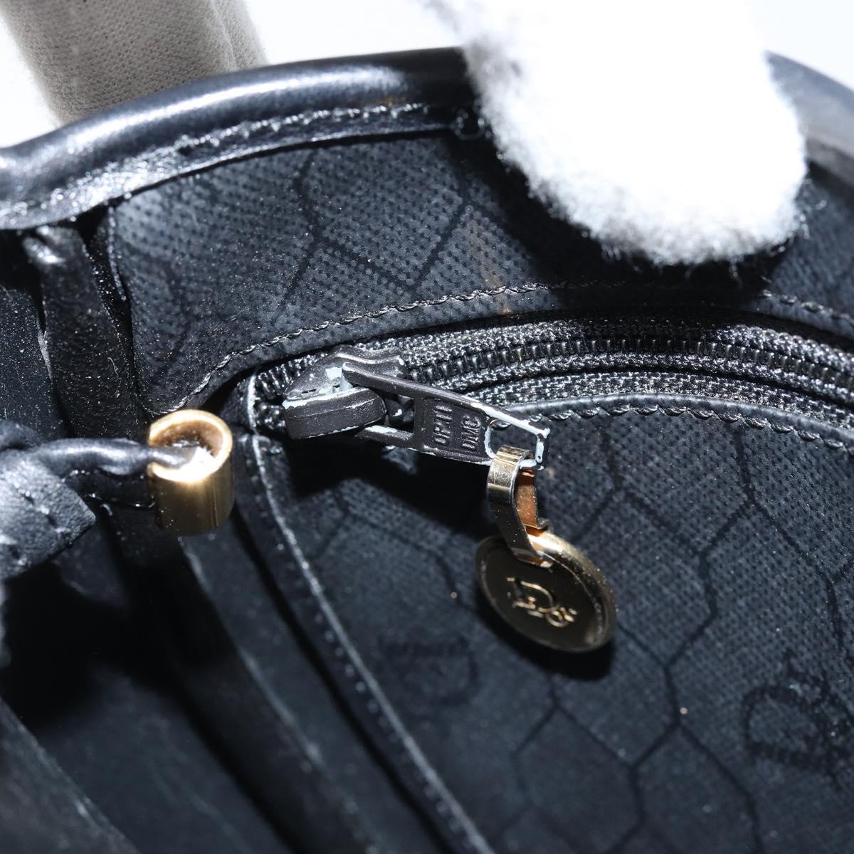 Christian Dior Honeycomb Canvas Shoulder Bag PVC Black Gold Auth BA8205