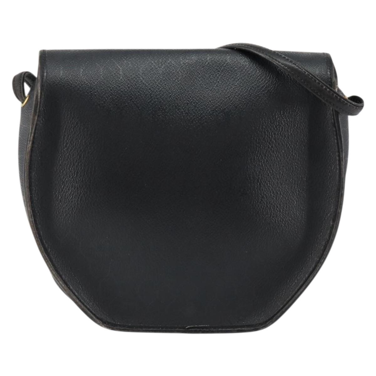 Christian Dior Honeycomb Canvas Shoulder Bag PVC Black Gold Auth BA8205