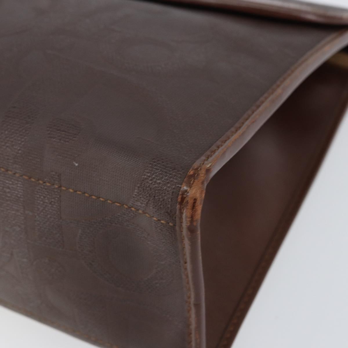 Christian Dior Trotter Canvas Hand Bag PVC Brown Gold Auth BA8206