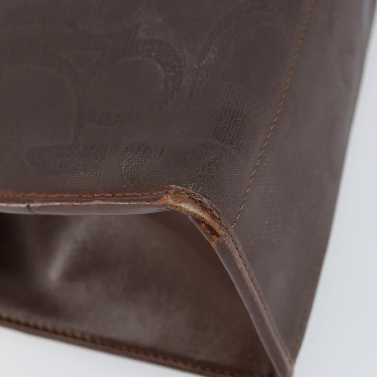 Christian Dior Trotter Canvas Hand Bag PVC Brown Gold Auth BA8206