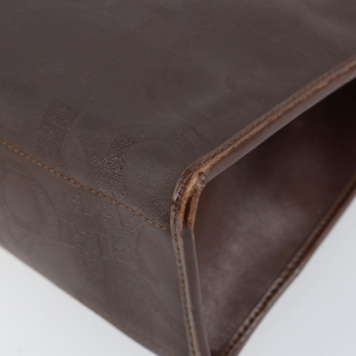 Christian Dior Trotter Canvas Hand Bag PVC Brown Gold Auth BA8206