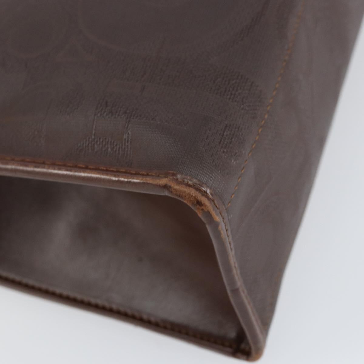 Christian Dior Trotter Canvas Hand Bag PVC Brown Gold Auth BA8206