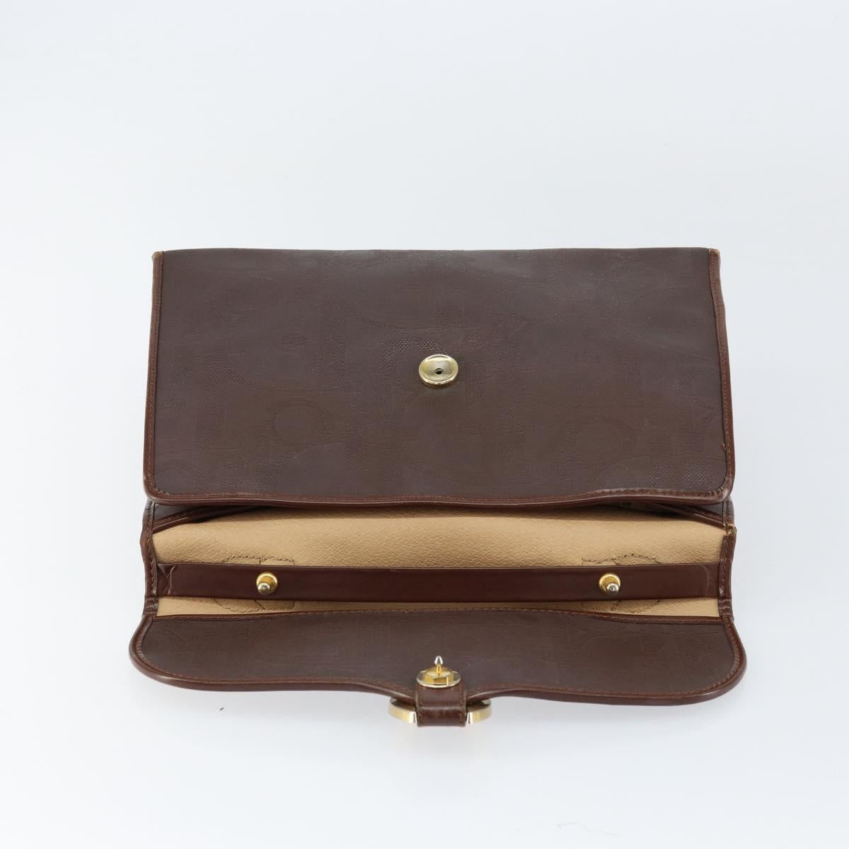 Christian Dior Trotter Canvas Hand Bag PVC Brown Gold Auth BA8206